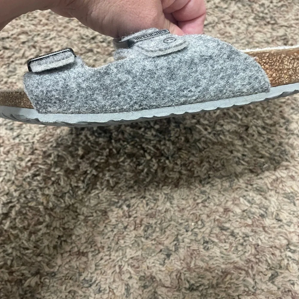 Birkenstock Arizona Kids‎ Felt Wool Shearling Lined Sandals Gray Size 32 US 1